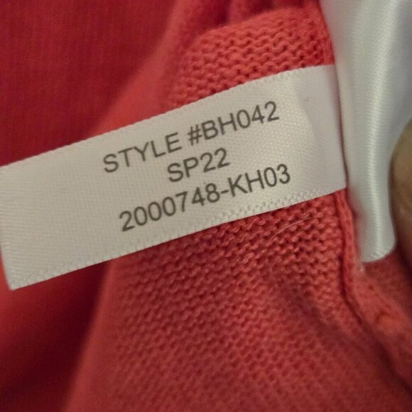 J.Crew Coral Pink Curved Hem Linen Blend Cement Sweater Size M - Picture 6 of 6